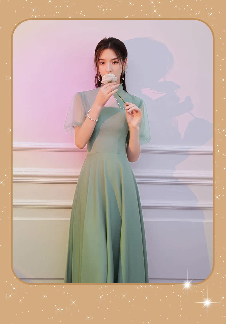 伴娘服緞面伴娘服2021新款夏季翡翠綠高級顯瘦婚禮姐妹團禮服淺色日常穿 Yahoo奇摩拍賣