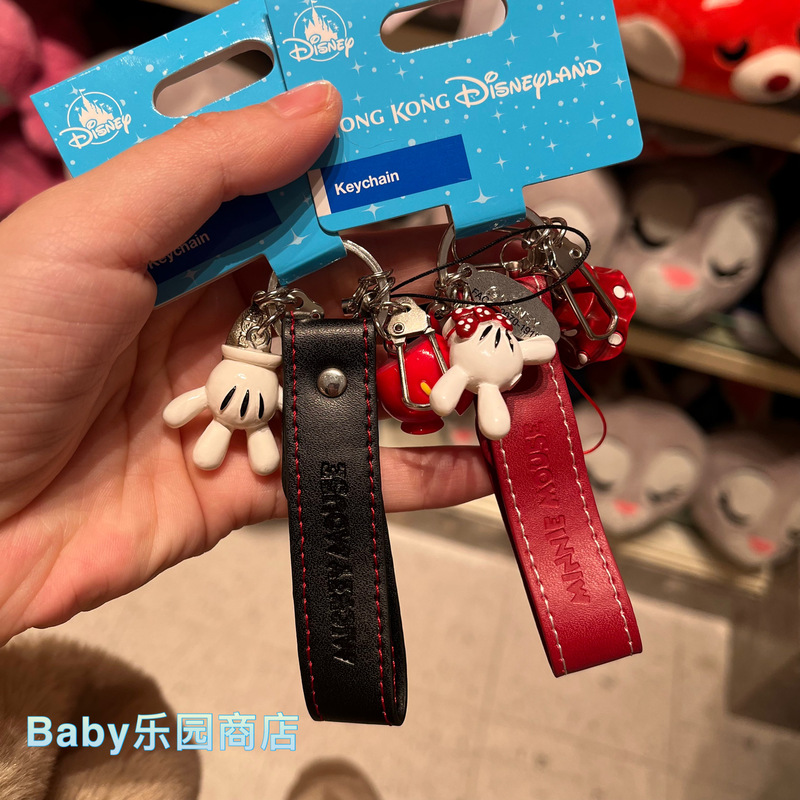 Hong Kong Disney Minnie Mickey Cartoon Belt Decoration Keychain Mickey Palm Anime Pendant Couple Bag Charm