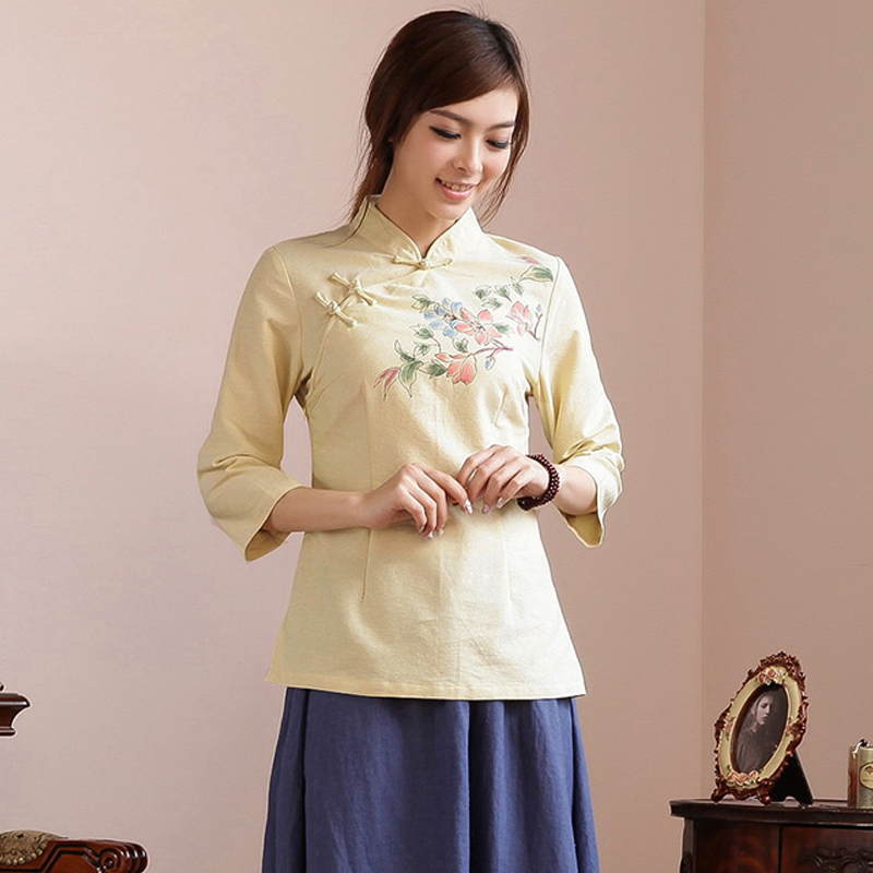 Cải thiện trà váy sửa chữa nữ Tang chiếc váy theo phong cách Trung Quốc quần áo nghệ thuật trà Trung Hoa Dân Quốc ngắn cắt tấm nút sườn xám áo khoác 122