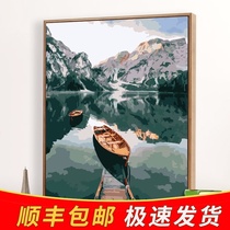 diy digital oil painting Landscape oil painting Hand-painted coloring landscape painting Simple graffiti watercolor painting Living room decoration painting