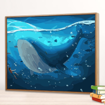 Digital oil painting diy oil painting animal coloring painting adult hand painting living room bedroom decoration painting whale dolphin