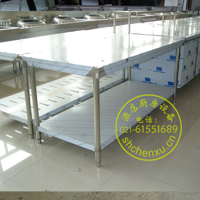 Customized stainless steel double - layer workbench Operating table Kitchen white steel equipment size can be customized