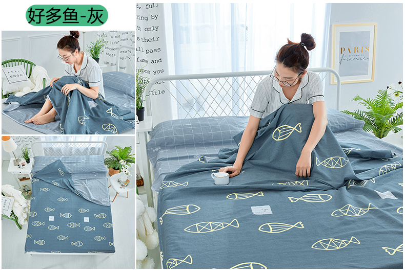 Bông du lịch ngang bẩn túi ngủ nhẹ di động Bông du lịch gấp đôi chăn chống bẩn tích hợp túi ngủ giá rẻ
