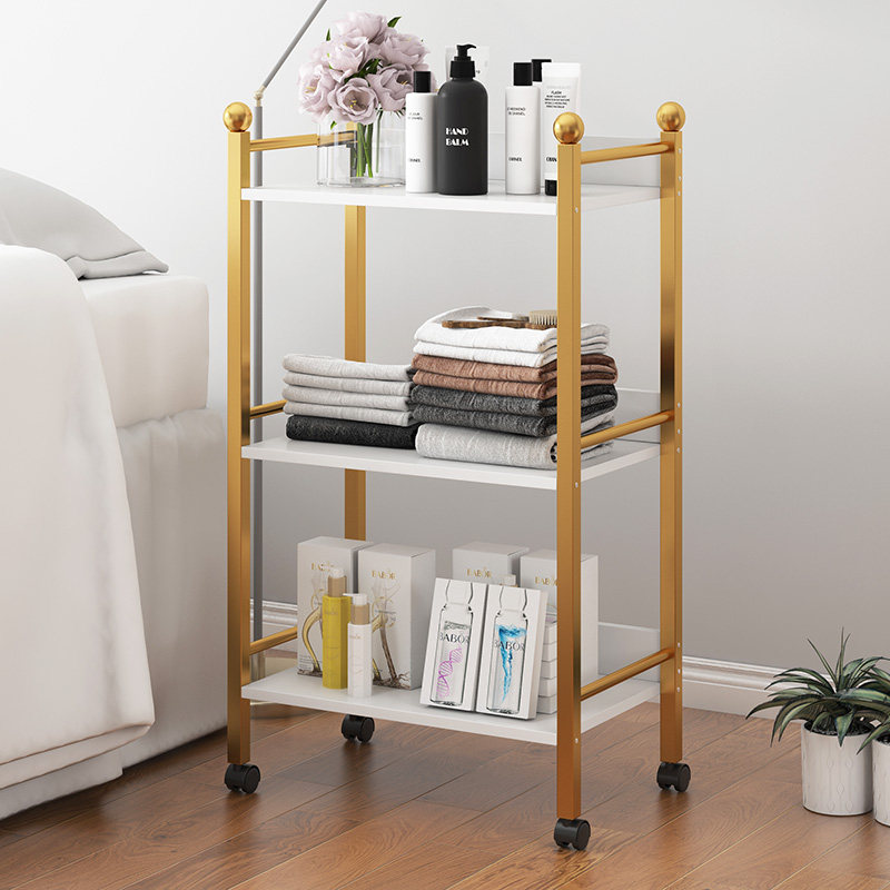 Beauty Salon Small Cart Shelf Medical Medecor Special Containing Print Embroidered Instrument Rational Hair Beauty Hair Tool Car White