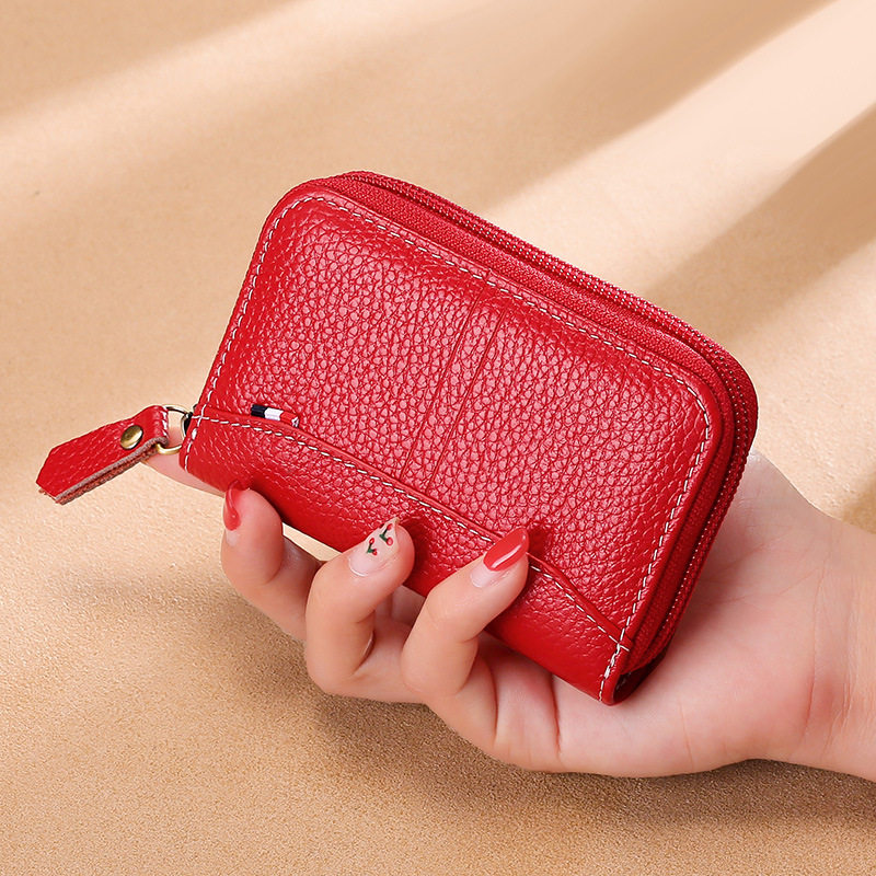 Leather small card bag female credit small women's bank exquisite outfit cute high-end Korean wallet personality business card tide