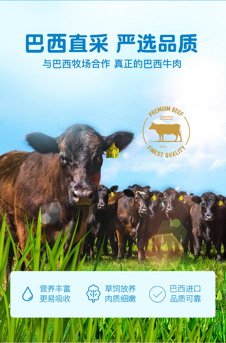小牛凯西 巴西进口 原肉整切牛排套餐 1000g/10片 图6