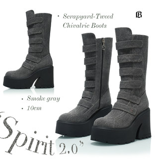 UnicornBlood 骑士精神 厚底靴重工水洗做旧增高女靴鞋子显瘦显高