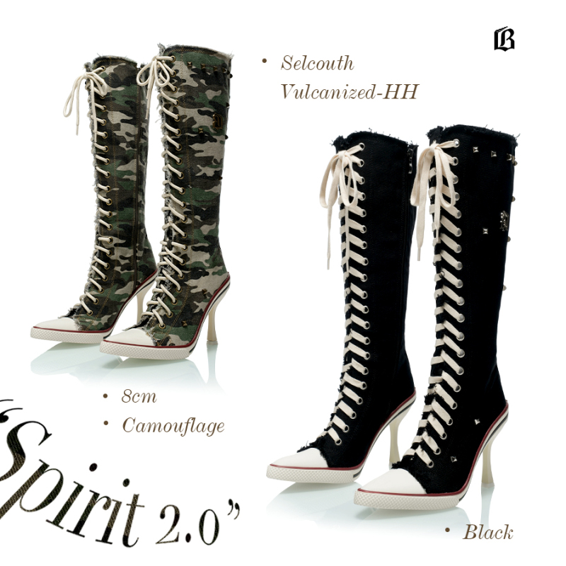 Unicornblood Broken Wind Beaded Canvas High Heels Gal Style Hot Girl High-Top Knee-High Boots Women's Shoes Boots Unicornblood Broken Wind Beaded Canvas High Heels Gal Style Hot Girl High-Top Knee-High Boots Women's Shoes Boots