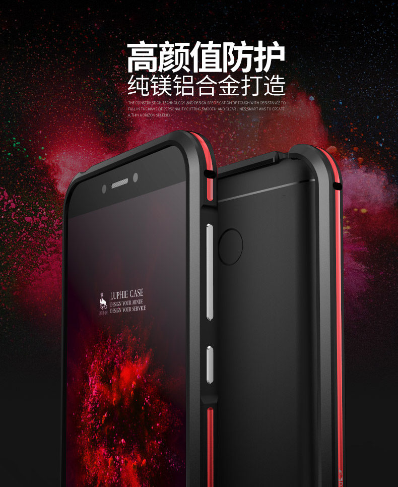 Luphie Bicolor Blade Sword Slim Light Aluminum Bumper Metal Shell Case for Xiaomi Redmi 4X