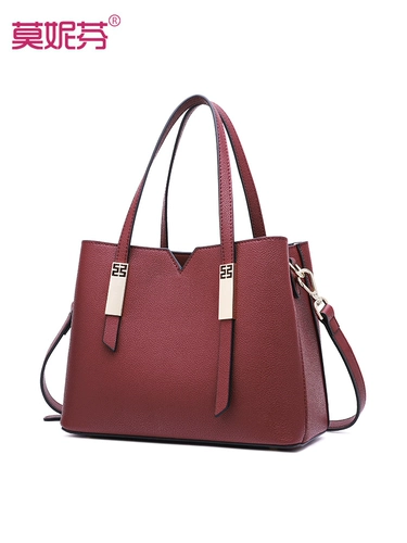 Универсальная бордовая модная вместительная и большая сумка на одно плечо, из натуральной кожи