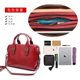 Красная сумка через плечо, кожаная вместительная и большая барсетка, из натуральной кожи