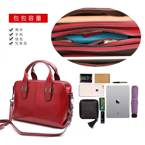 Красная сумка через плечо, кожаная вместительная и большая барсетка, из натуральной кожи