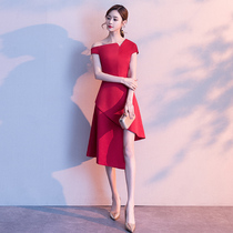 2021 new wine red toast clothing engagement back to the door casual evening dress small man can wear Women