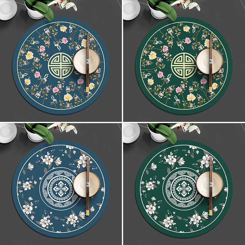 Round Anti-Burn Insulation Mat Light Lavish Dining Mat Waterproof Anti Oil Western Dining Mat Student Bowl Mat Cup Mat Home Cutlery Mat