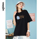 Little monster cotton short-sleeved t-shirt women's black 2021 new couple outfit summer loose large size ins super fire half-sleeve