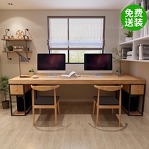 loft solid wood double computer desktop table home wall desk custom learning table writing desk long desk