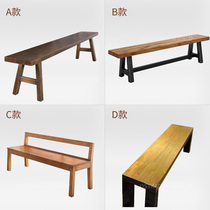 Mercedes Furniture _ Nordic log bench white wax household dining table wooden bed with backstool on short