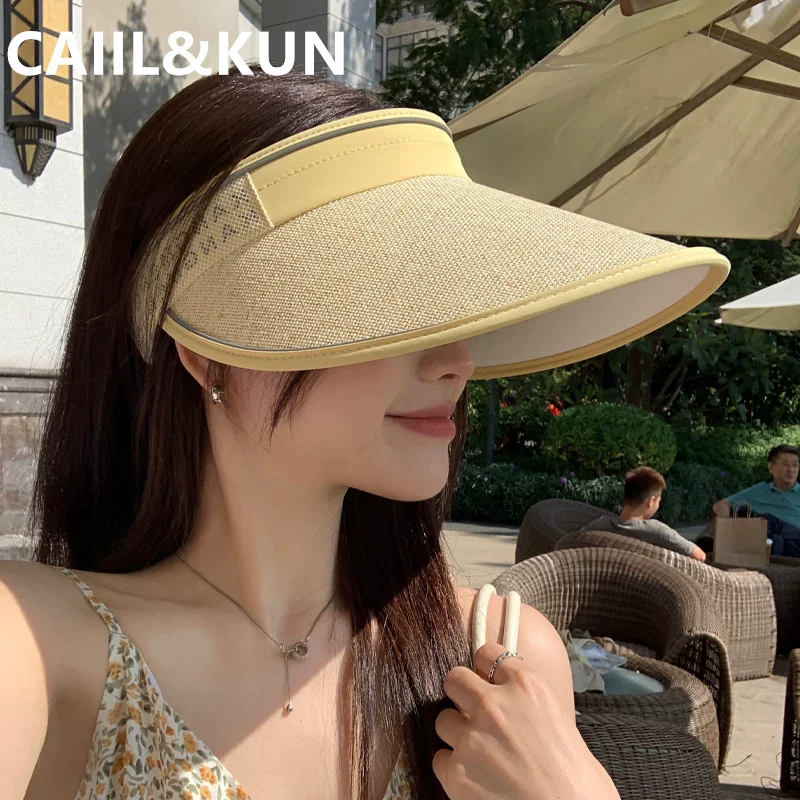 [CAIIL&KUN官网小c&k夏季uv防晒帽女大檐空顶帽户外出游骑车遮阳帽]