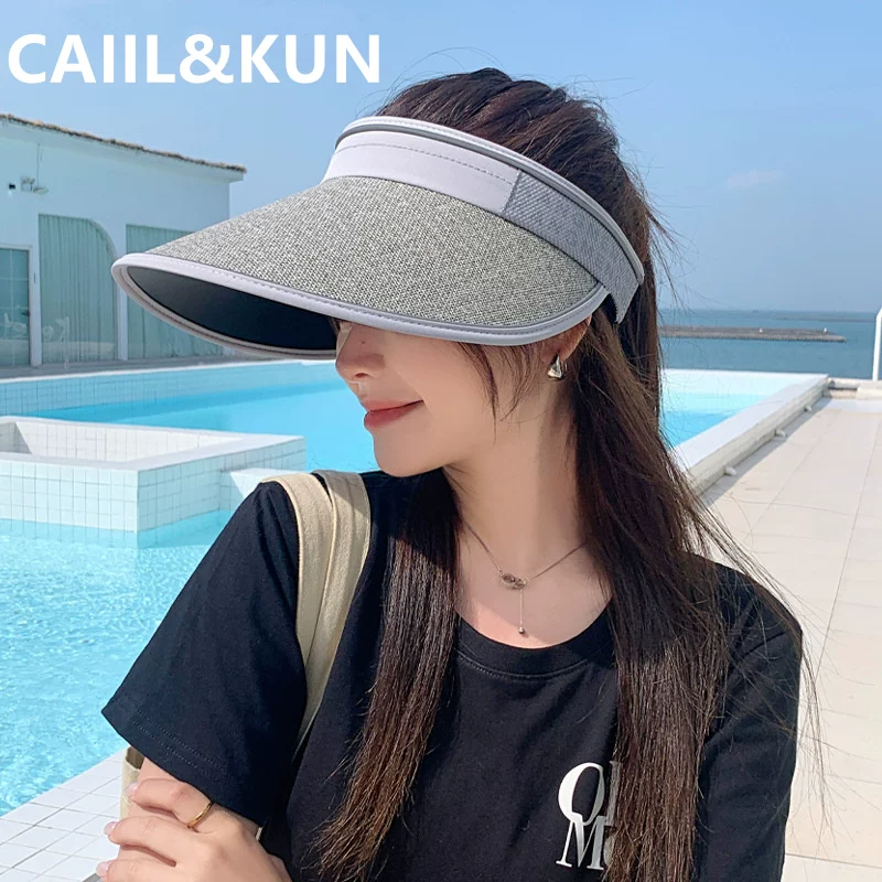 [CAIIL&KUN官网小c&k夏季uv防晒帽女大檐空顶帽户外出游骑车遮阳帽]