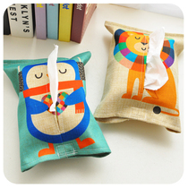 Home tissue box cute tissue paper towel set paper drawing cartoon cotton linen creative fabric simple tissue box living room drawing paper box
