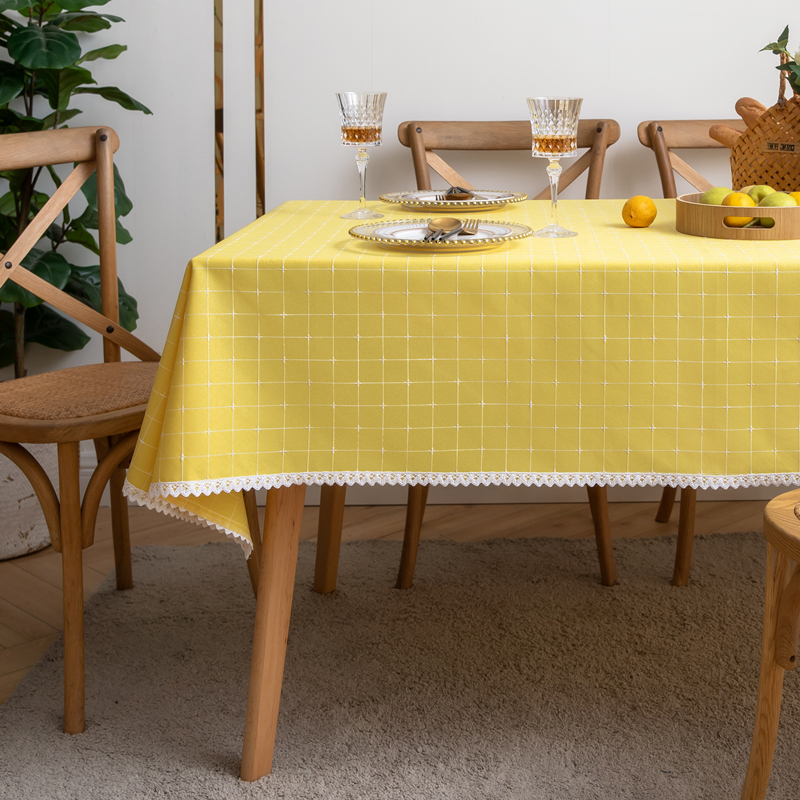 Nordic ins Style Sub-embroidered cotton linen table cloth Little Qing new art lace floral lace tablectable cloth customised