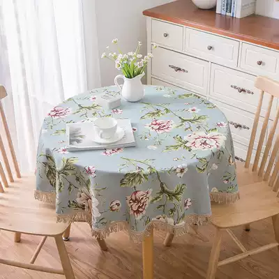 Nordic pastoral flower round tablecloth high-grade luxury cotton linen fabric thickened round rectangular American table cloth