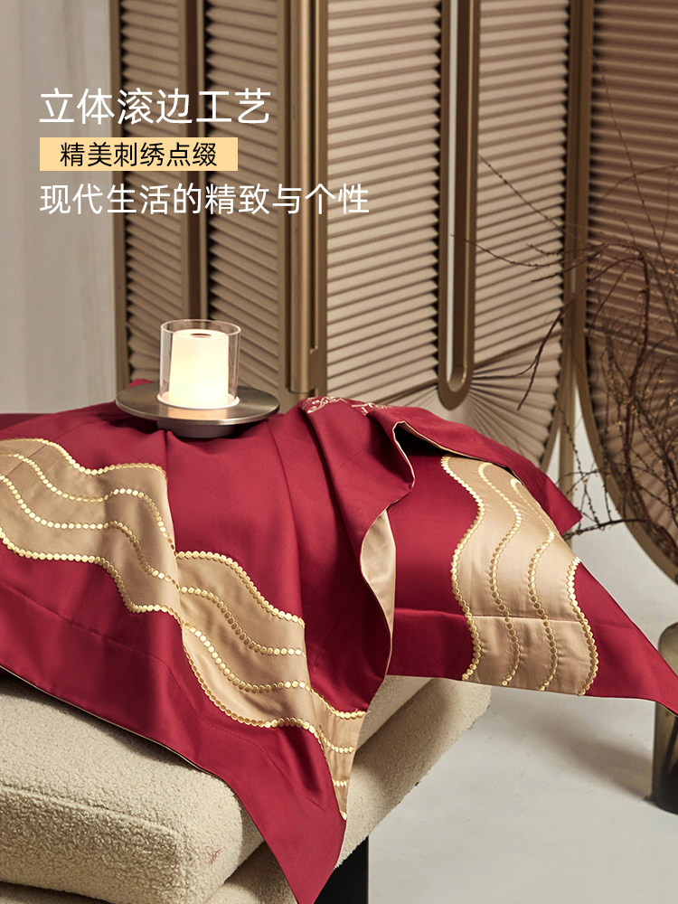 High-End 100S Wedding Four-Piece Set, Bright Red Duvet Cover, Bed Sheet, Festive Wedding Gift for Newlyweds, Wedding Bedding