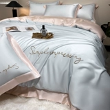 Шелковистый комплект, шелковая простыня, пододеяльник, покрывало, легкий роскошный стиль, изысканный стиль, 4 предмета