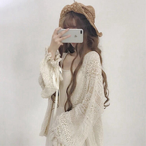 Sunscreen clothes womens shawl summer new outer matching skirt thin long-sleeved hollow net hole knitted cardigan small jacket