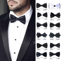 Mens bow tie wedding groom best man black high-end black wine red British bow solid color choir collar flower