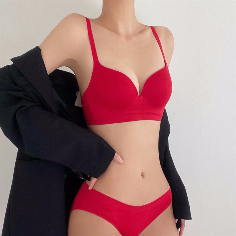 Korean Genuine Ounce Push-Up Bra with Side Support, Anti-Sagging, Seamless Bra, Red Lingerie for the Year of Birth Korean Genuine Ounce Push-Up Bra with Side Support, Anti-Sagging, Seamless Bra, Red Lingerie for the Year of Birth