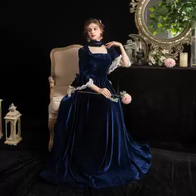 Velvet French court dress toast bridal dress dinner annual dress women autumn and winter evening dress long sleeve