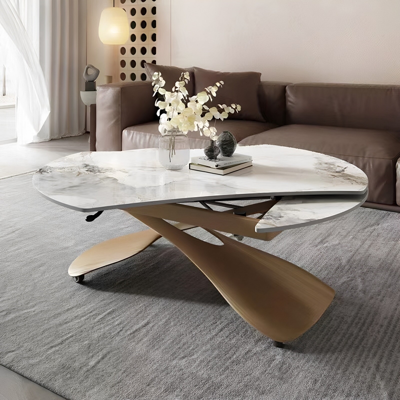 Adjustable Coffee Table and Dining Table, Dual-Purpose Integrated Slate Table for Living Room, Suitable for Small Apartments, Convertible to Round Shape, Rotating and Movable Coffee Table Adjustable Coffee Table and Dining Table, Dual-Purpose Integrated Slate Table for Living Room, Suitable for Small Apartments, Convertible to Round Shape, Rotating and Movable Coffee Table