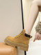 Thick-Soled Martin Boots for Women, 2025 New Autumn and Winter Fleece-Lined Boots, Height-Increasing Work Boots