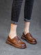 Women's Leather Shoes 2026 New Spring and Autumn Women's Shoes for Outdoor Wear, Retro Spring Casual Shoes, Versatile British Style Flat Shoes