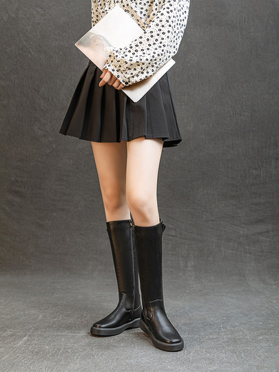 Women's Knight Boots 2025 New Autumn and Winter Fleece-Lined Boots Slimming Long Boots Retro High Boots Over-The-Knee Martin Boots