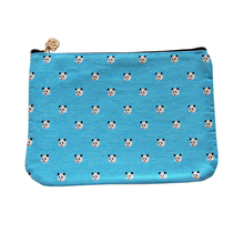 Japanese magazine sky blue retro style Showa sense cute strange fun panda color matching leather storage bag Ticket bag