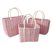 Pink woven waterproof export Japan portable basket Shopping basket Vegetable basket Egg basket Bathing basket Large medium and small