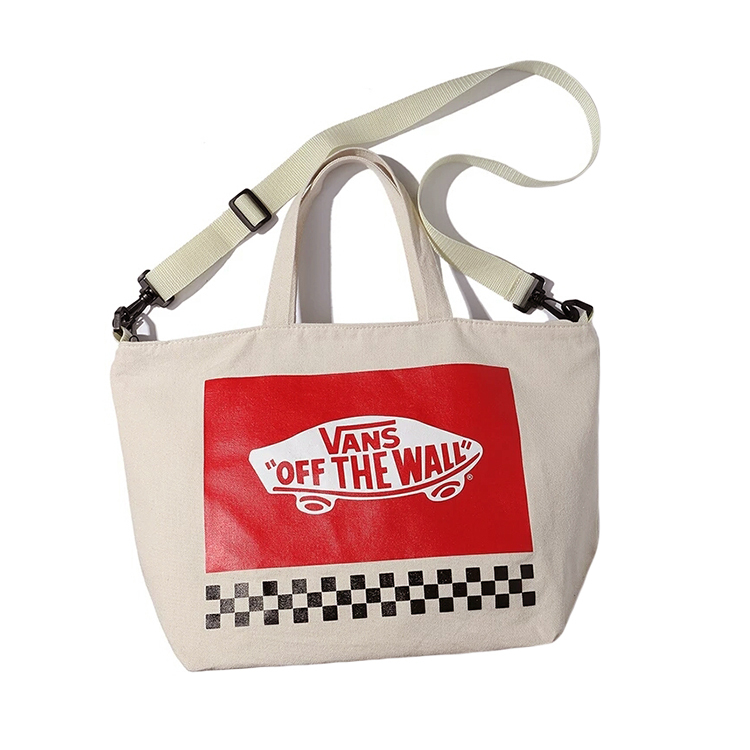 ins ! V*Ns Trendy Beige Zipper Canvas Japanese Magazine-Style Single Shoulder Crossbody Tote Bag Canvas Bag