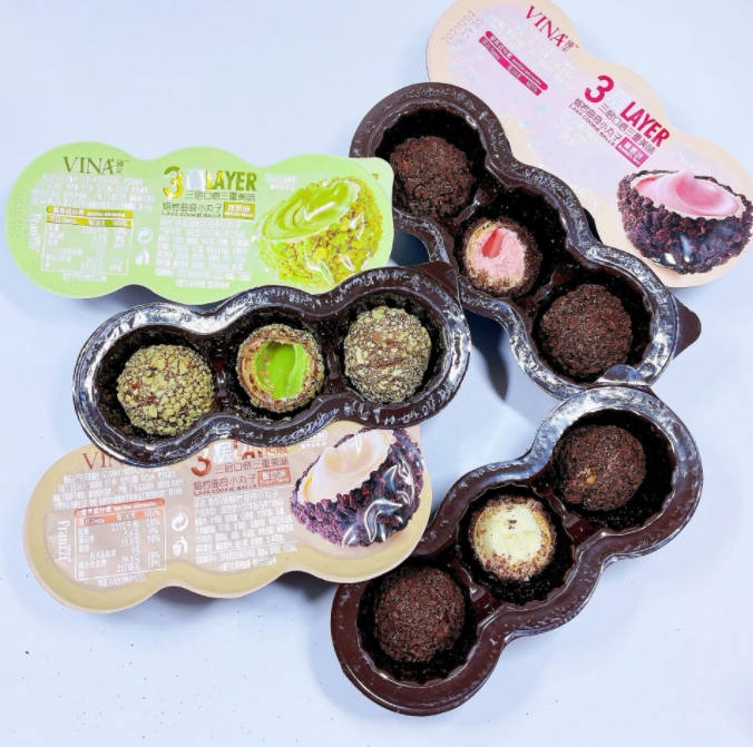 For Zhen Lava Rock Curi Small Balls Strawberry Yogurt Smear Tea Casual Snack Tea Pastry Bulk Whole Box 6 Cati