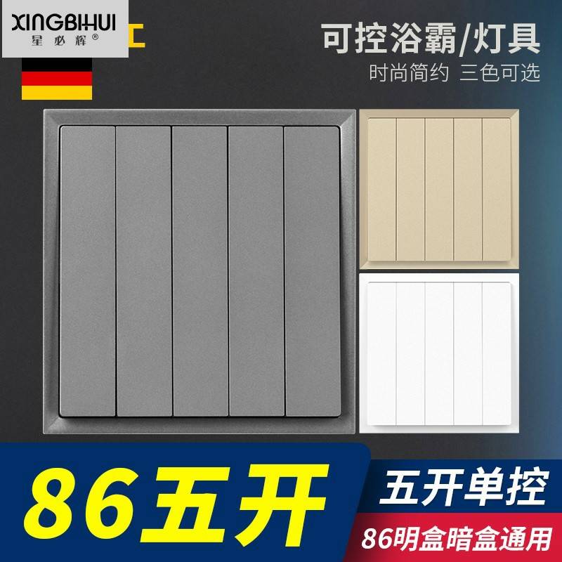 Use 86 Living Room 5 open a single - controlled bath open home wall dark 5 - plus lights platinum gray panel