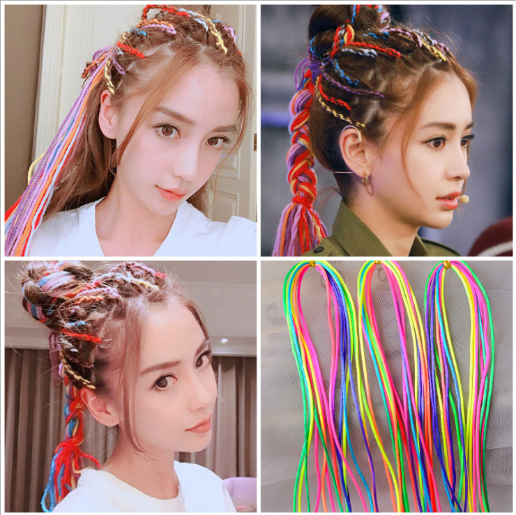 Color rope braided hair Yunnan colorful braided hair rope gradient color braided ethnic wind color dirty braided hip hop children's ribbon