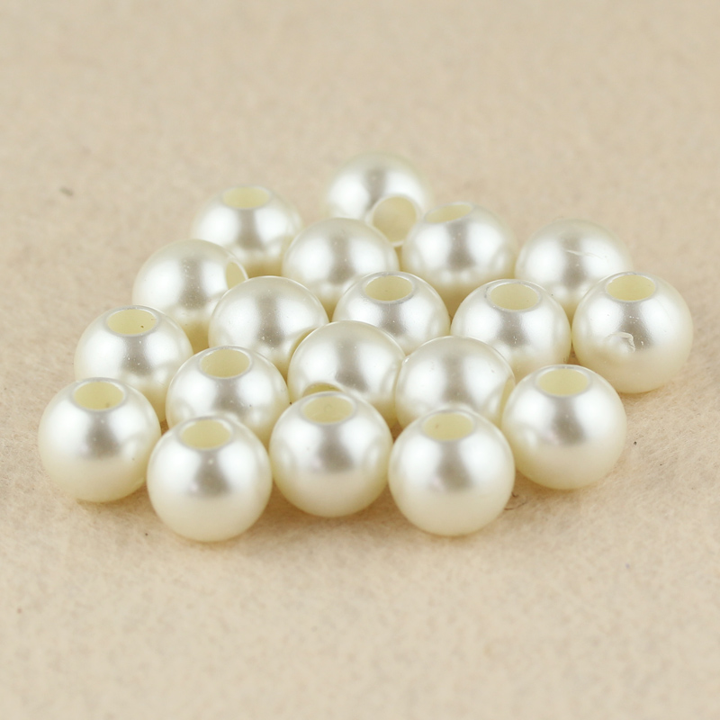 Aibudi ABS macroporous imitation pearl rice White DIY hand woven material jewelry accessories clothing accessories good gloss