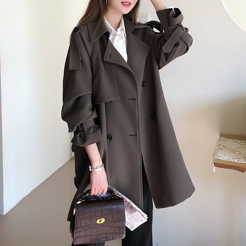 Длинное trench coat, осенняя элитная куртка, средней длины, 2026 год, большой размер, яркий запоминающийся стиль