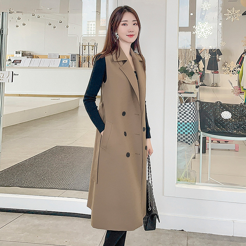 Korean Style High-End Spring and Autumn New Suit Collar Vest for Women, Long Waistcoat, Outerwear, Plus Size