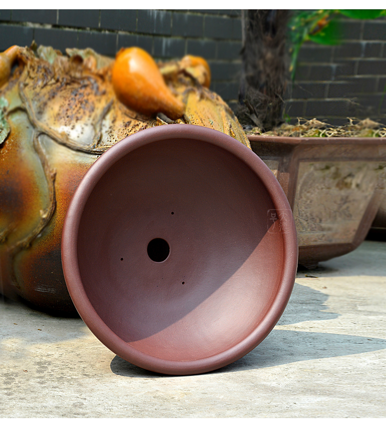 Greatness, yixing purple sand flowerpot high - quality goods straight expressions using basin of great circle tank undressed ore purple clay cement