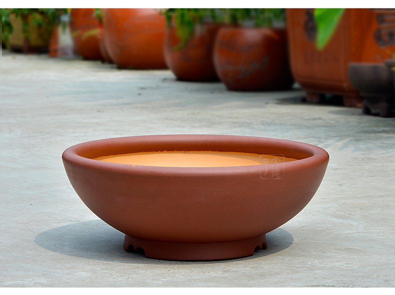 Greatness, yixing purple sand flowerpot high - quality goods straight expressions using basin of great circle tank undressed ore purple clay cement