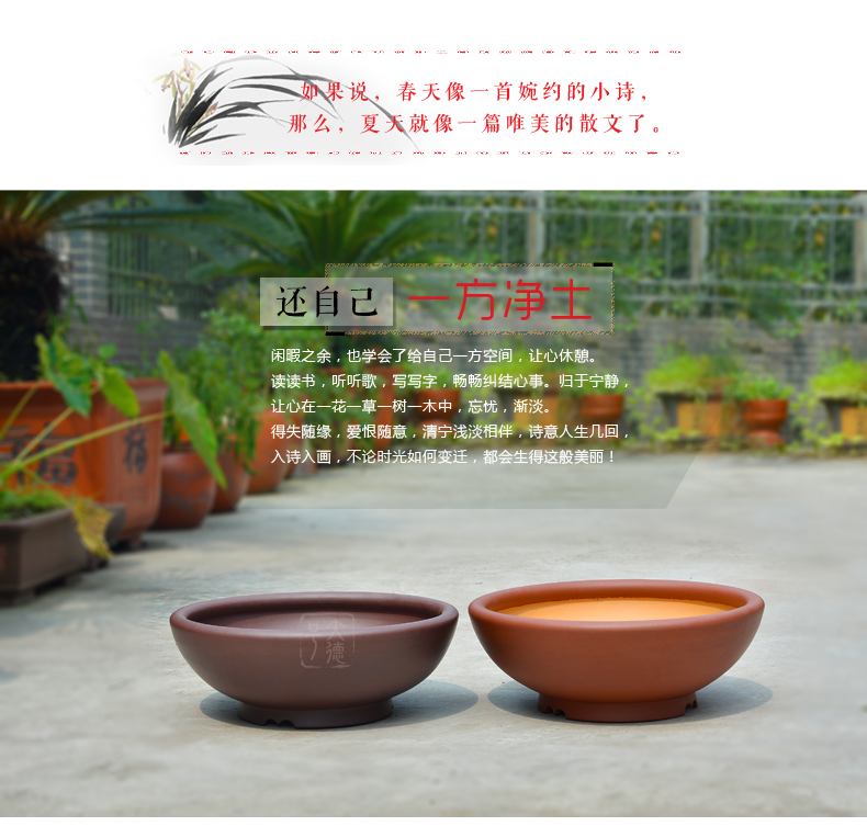 Greatness, yixing purple sand flowerpot high - quality goods straight expressions using basin of great circle tank undressed ore purple clay cement