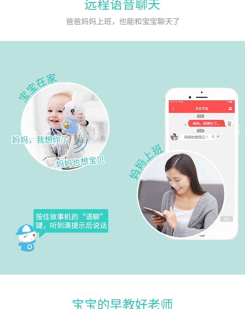 Làm hại con thỏ xanh đẹp máy móc thông minh wifi giáo dục sớm 0-3 tuổi trẻ sơ sinh trẻ em đồ chơi có thể sạc lại - Đồ chơi giáo dục sớm / robot đồ chơi thông minh cho bé 2 tuổi