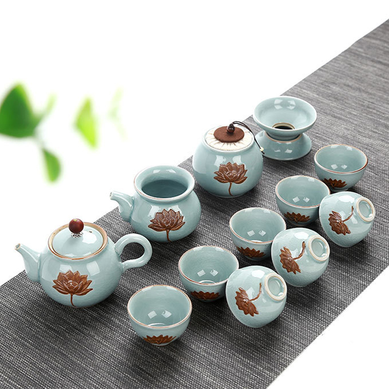 Elder brother up with tea set your up crack glaze on kung fu tea set home tea device of a complete set of the teapot